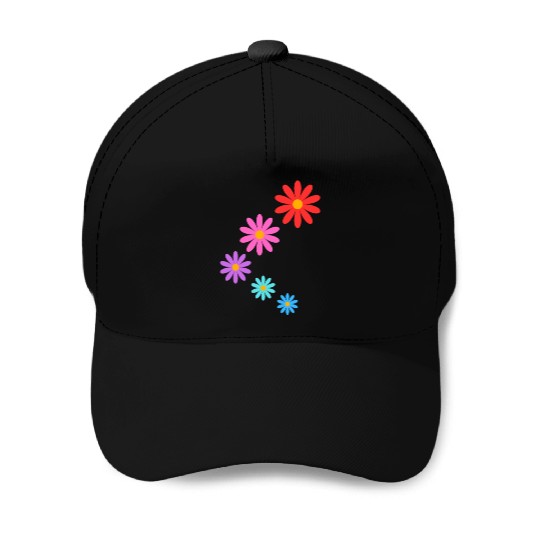 falling multi colored flowers Baseball Caps