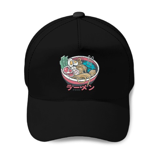 Ramen Pool Baseball Caps