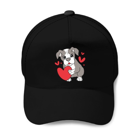 Cute Heart Puppy Boston Terrier Dog Baseball Caps