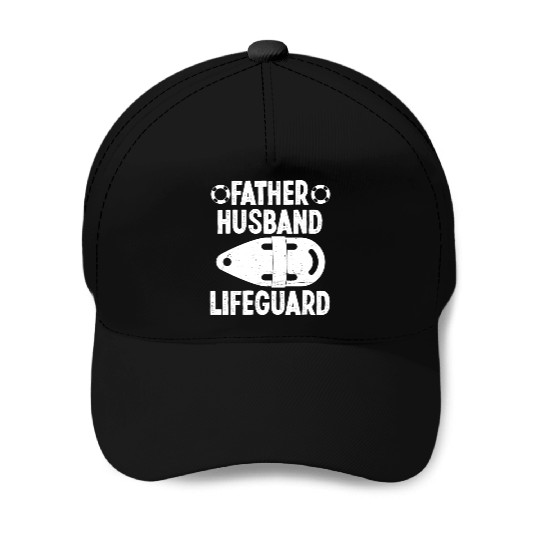 Father husband lifeguard swimming pool guard Baseball Caps