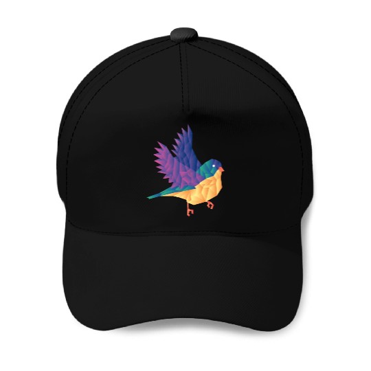 Polygon Shape Multi Colored Bird Pattern Nature Baseball Caps