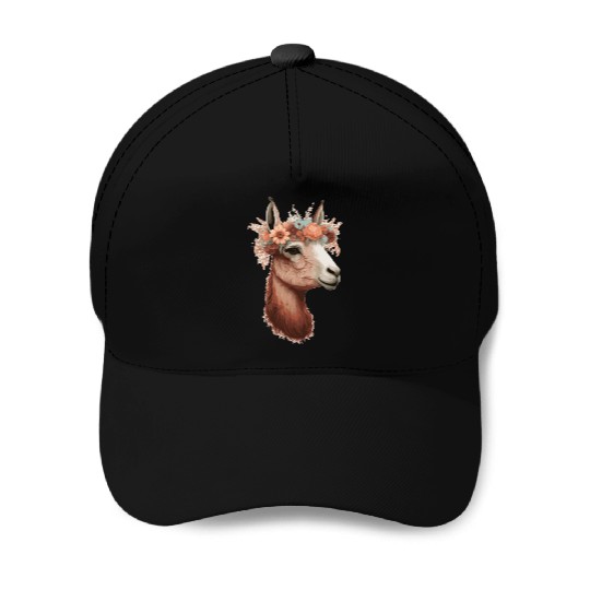 Flower Crown Llama Alpaca Floral Farm Animal Pet Baseball Caps