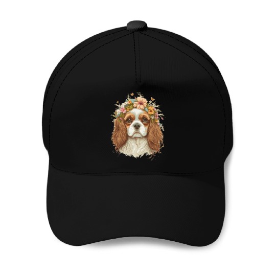 Cavalier King Charles Spaniel Flower Crown Dog Flo Baseball Caps