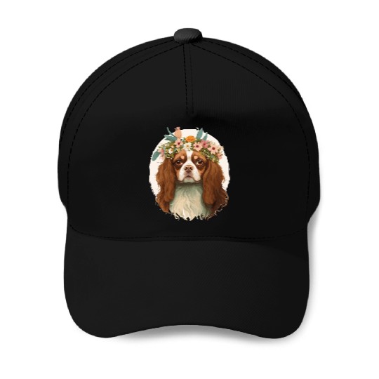 Cavalier King Charles Spaniel Flower Crown Pet Dog Baseball Caps