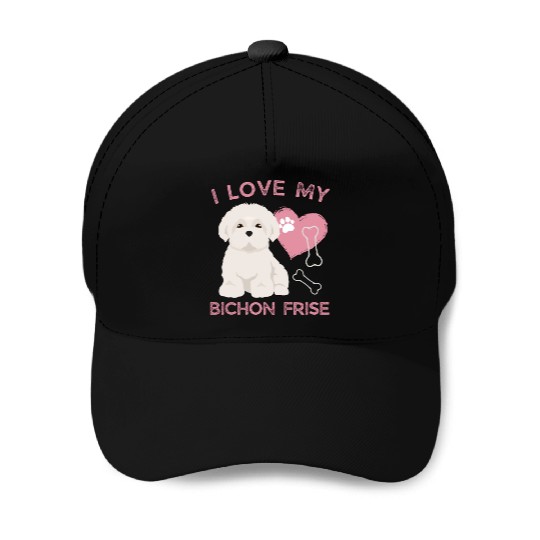 Cute puppy Bichon Frise Valentines Dog lover dogs Baseball Caps