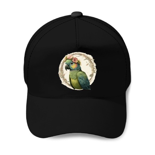 Watercolor Parrot Hahn's Macaw Bird Flower Crown P Baseball Caps