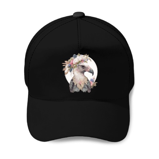 Cute Vulture Bird Flower Crown Floral Exotic Birds Baseball Caps