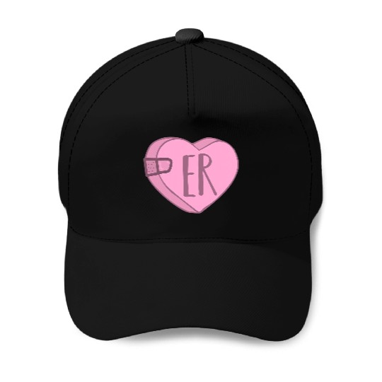 Cute ER Nurse Candy Heart for Valentines Day Scrub Baseball Caps