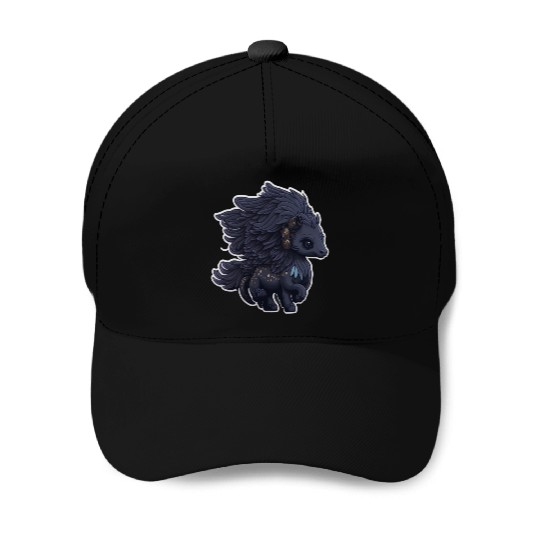 Midnight Flight of the Majestic Black Pegasus Baseball Caps