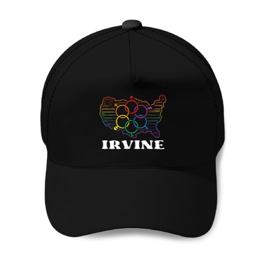 Irvine Pride Month Pride Flag LGBT Community LGBTQ Baseball Caps