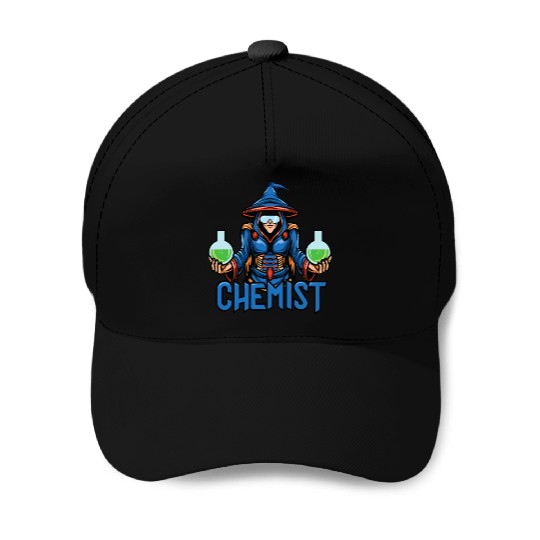 Funny science chemist elements chemists wizard Baseball Caps