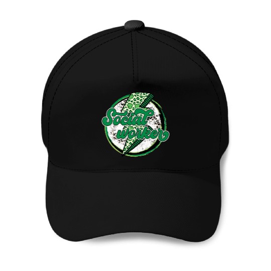 Leopard Lightning Shamrock Social Worker Day Baseball Caps