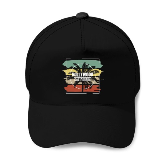 Hollywood California Retro Stylish Palm Tree Baseball Caps