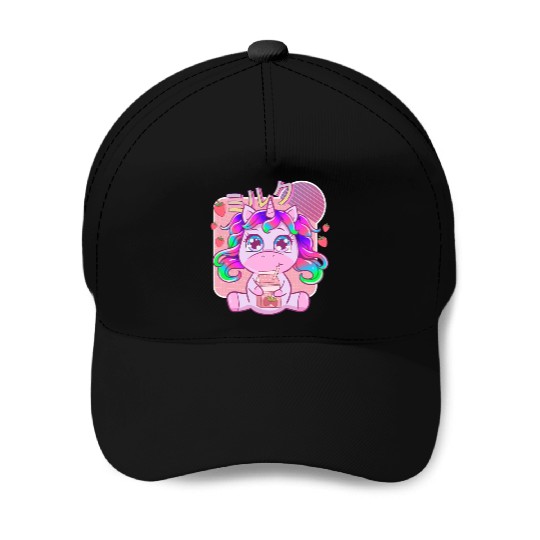 Funny Kawaii Unicorn Strawberry Milk Shake Baseball Caps