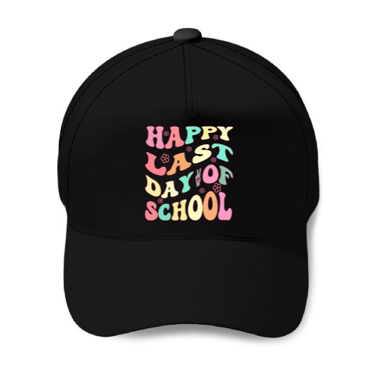 Groovy Happy Last Day of School Teacher Student Baseball Caps
