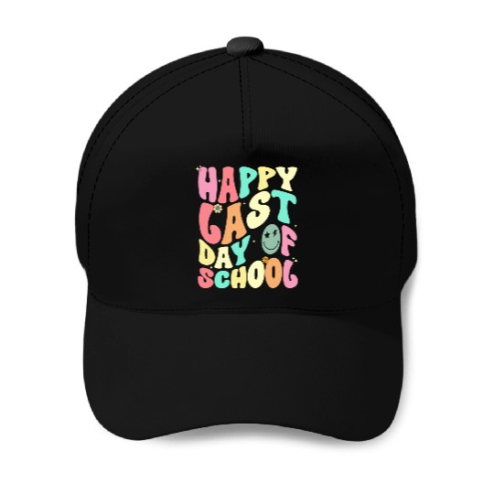 Groovy Happy Last Day of School Teacher Student Baseball Caps