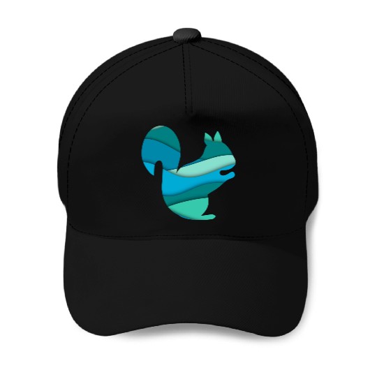 Teal Squirrel Baseball Caps