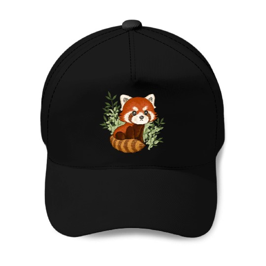 Red Panda In Nature Baseball Caps