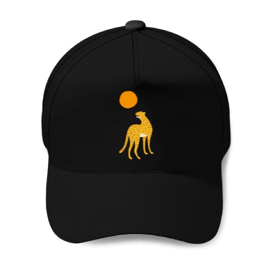 Roaring Leopard And Sun Baseball Caps