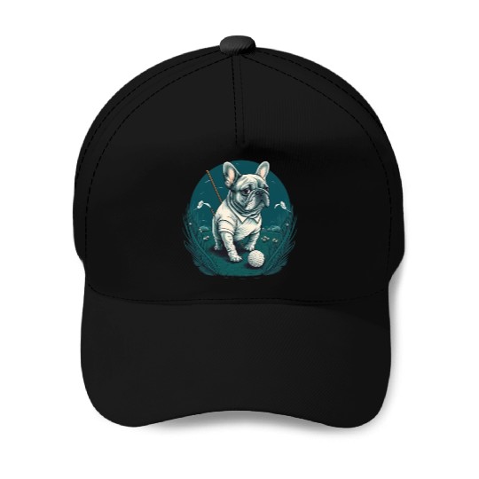 French Bulldog | Golf Sport Player Cute Frenchie Baseball Caps