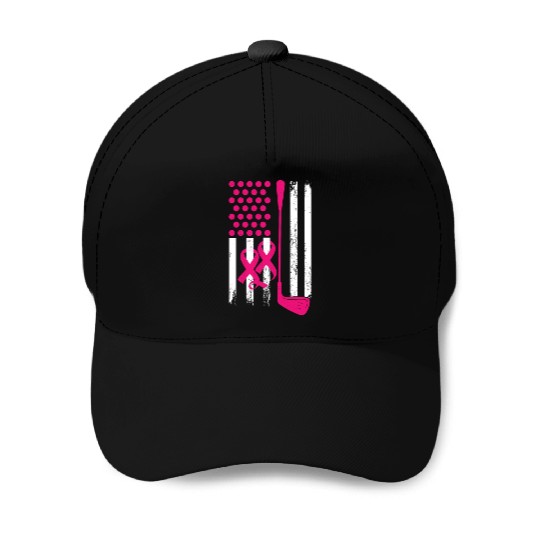 Breast Cancer Awareness Golf Player Pink Ribbon Baseball Caps