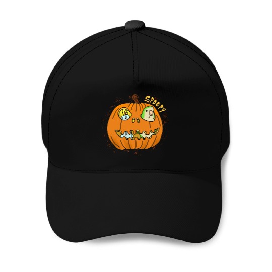 Halloween Green Quaker Parrot Pumpkin Baseball Caps