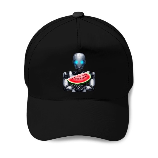 Watermelon for the robot Baseball Caps