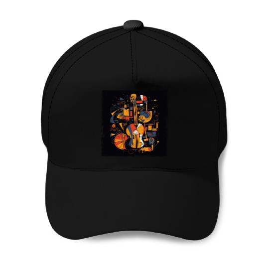 Abstract music instruments Baseball Caps