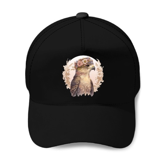 Watercolor Hawk Bird Of Prey Flower Crown Floral B Baseball Caps
