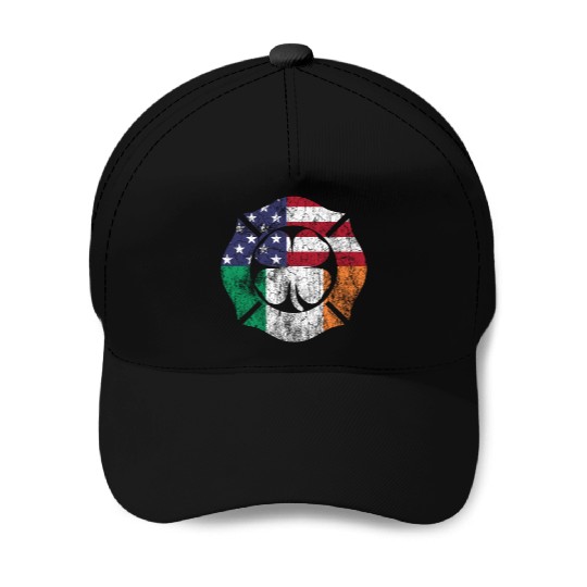 St Patricks Day Firefighter Irish American Flag Baseball Caps