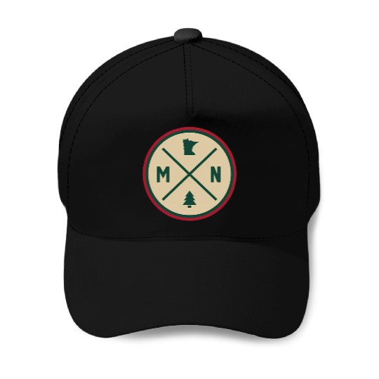 Minnesota Mn Circle Patch Red And Green Baseball Caps