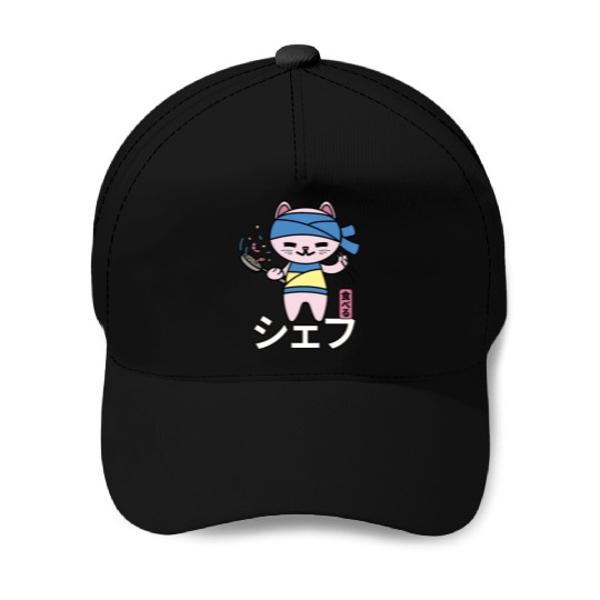 Japanese Cat Kawaii Chef Anime Cook Food Baseball Caps