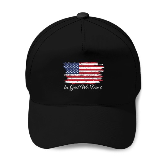In God We Trust Us Flag Patriotic Baseball Caps