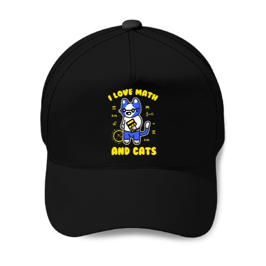 I Love Math And Cats Pi Day Teacher Cat Baseball Caps