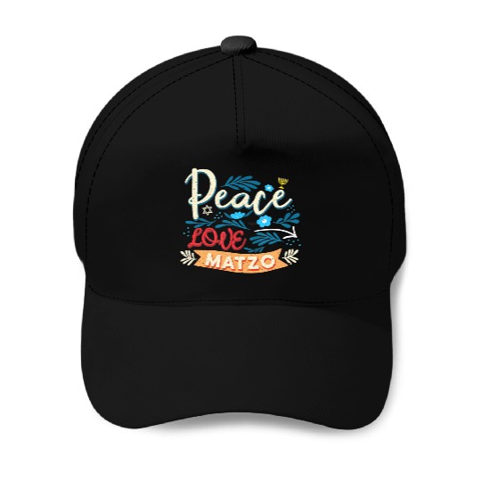 Passover Peace Love Matzo Funny Seder Jewish Holid Baseball Caps
