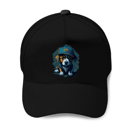 Cute Border Collie Puppy Wearing Baseball Hat Baseball Caps