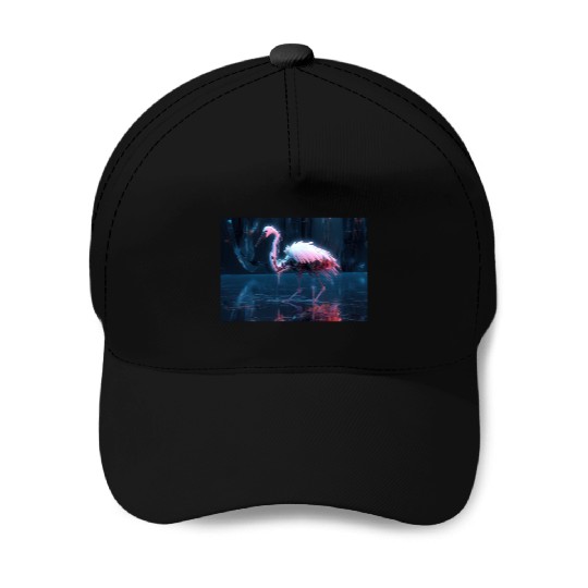 Neon Bird of Paradise Baseball Caps