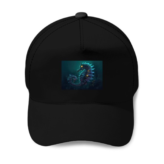 Neon Shark Attack Baseball Caps
