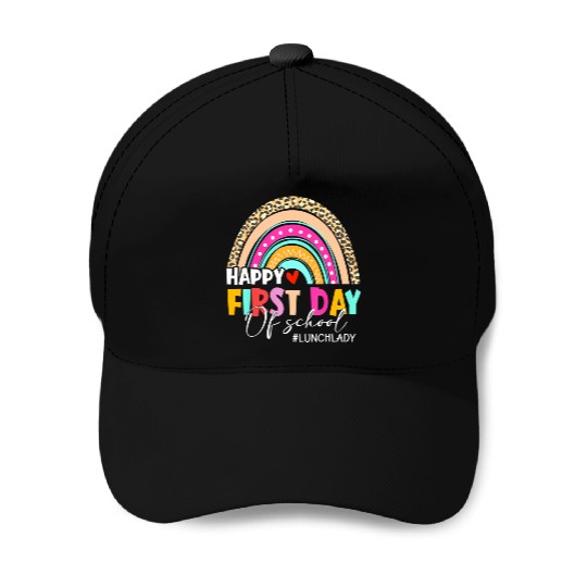 Leopard Rainbow Lunch Lady Welcome Back To School Baseball Caps