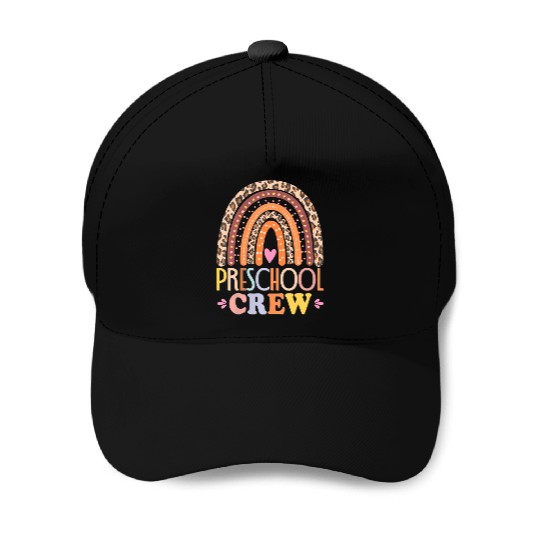 Preschool Crew Cute Leopard Rainbow Back To School Baseball Caps