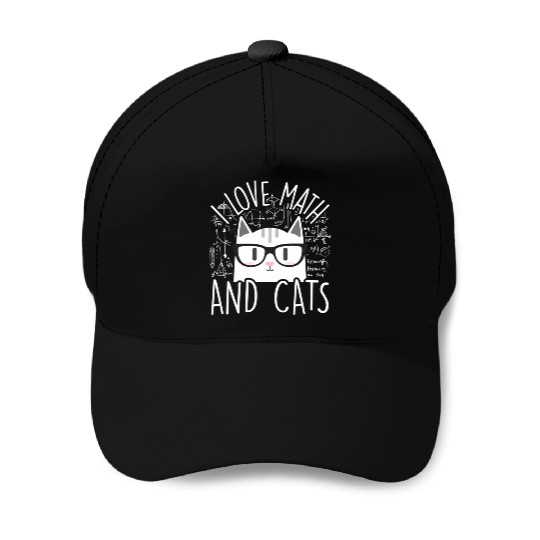 I Love Math And Cats Kitty Cat Feline Baseball Caps