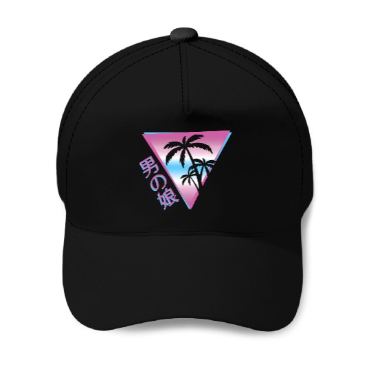 Femboy 80S 90S Palm Tree Japanese Vaporwave Aesthe Baseball Caps