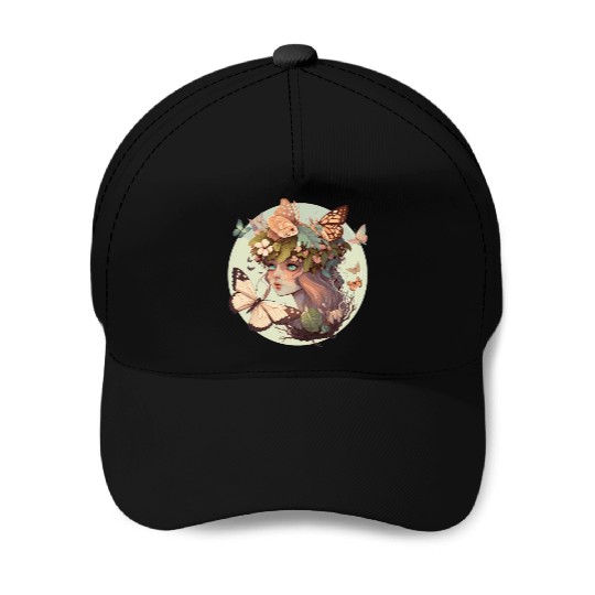 Cottagecore Butterfly Girl Cute Goblincore Fantasy Baseball Caps