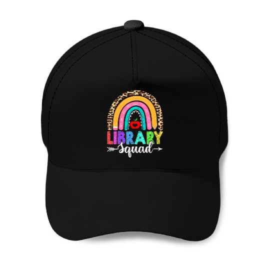 Library Squad Rainbow Leopard Teacher Back To Scho Baseball Caps