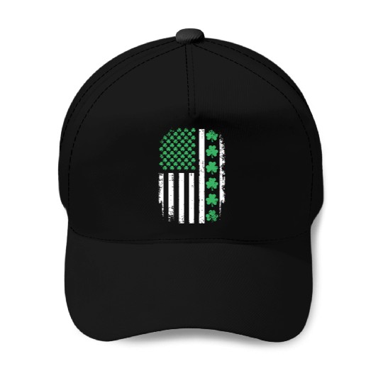 US American Flag With Shamrocks for St Patricks da Baseball Caps