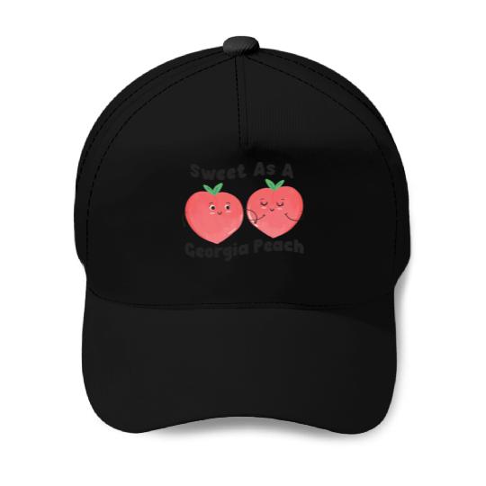 Sweet As A Georgia Peach Cute Funny Southern Baseball Caps