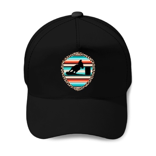 Horse Barrel Racing Serape Leopard Pattern Rodeo Baseball Caps