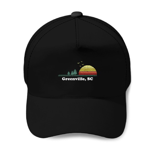Greenville South Carolina Home Print Baseball Caps