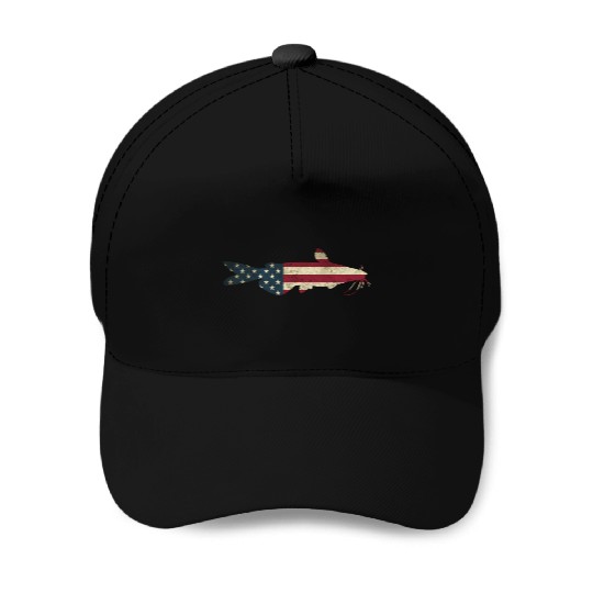 Catfish American Flag Catfishing Patriotic Fisher Baseball Caps