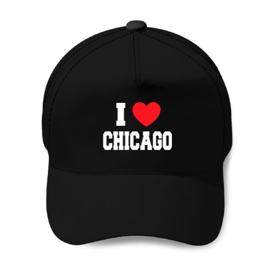I Love Chicago Baseball Caps